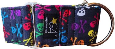 Нашийник для собак Galguita Amelie з принтом черепа, 4 см, розмір M (30-39 см), для собак Мартінгейл