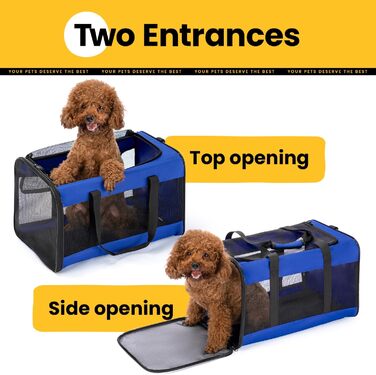 Транспортна переноска для котів Conlun, м'яка переноска з сіткою з 4 сторін, підходить для перевезення в літаку, для кошенят та невеликих котів до 6 кг, складана переноска для собак, (51x31x31 см, блакитна)