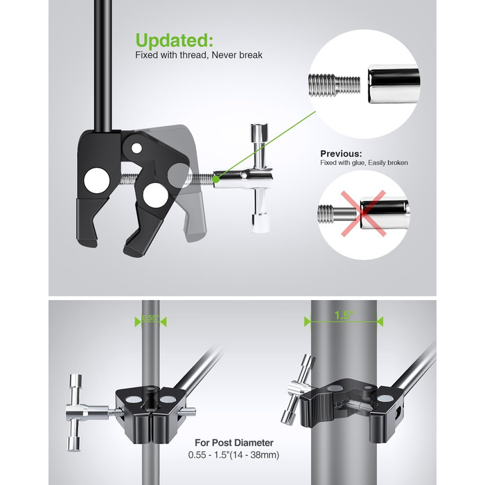 Алюмінієва підставка для iPad з мікрофонним кріпленням Elitehood, чорна