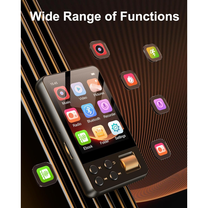 MP3 плеєр Hi-Res 64GB з Bluetooth 5.3, DSD DAC, підтримкою FLAC, 2.8