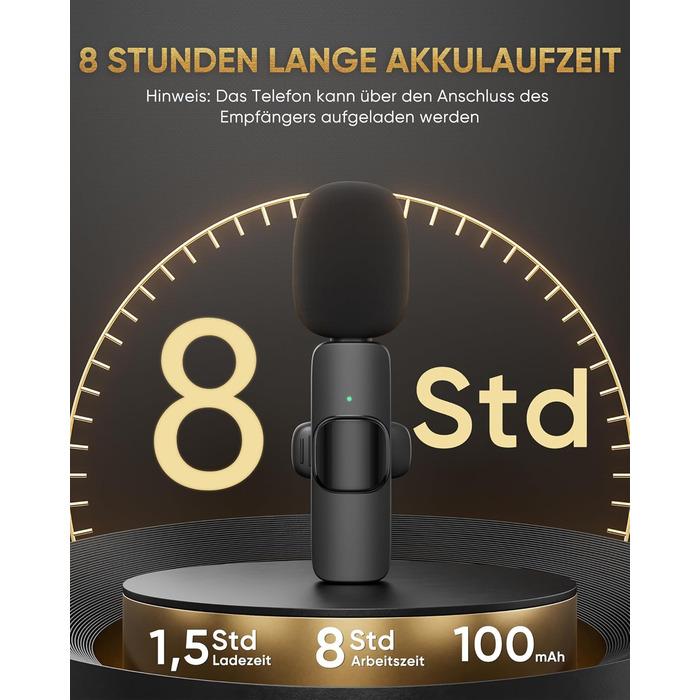 Беспроводной петличный микрофон XZ-K5 для iPhone/iPad/Android/Laptop с шумоподавлением (2 шт.)