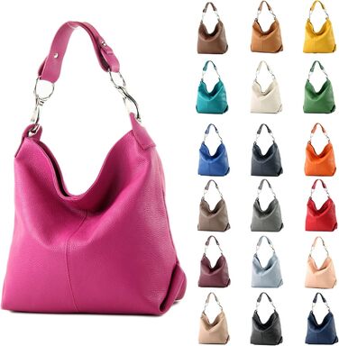 Сумка жіноча шкіряна на плече Modamoda T168 ручної роботи, Італія, блакитний колір