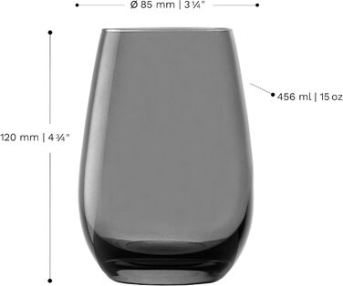 Stölzle Lausitz ELEMENTS Glasses 465ml Smoke Grey I Drinking Glasses 6-Piece Set I Dishwasher-Safe Glass Set I High Impact Resistance I Universal Glasses for Water, Juice, and Whisky