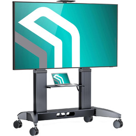 ONKRON Mobile TV Stand for 32-75 inch TVs - Adjustable Height, VESA 600x400, Rolling TV Cart - Black TS1571-B (TS2821)