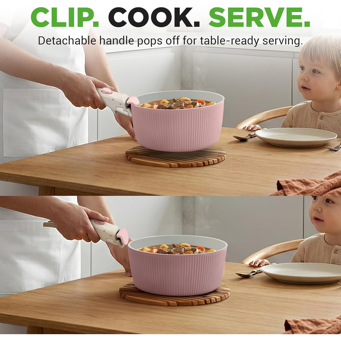 Набір посуду NutriChef 18 предметів з керамічного покриття, знімні ручки, без PTFE, антипригарний, економний, для духовки та плити, колір кремовий