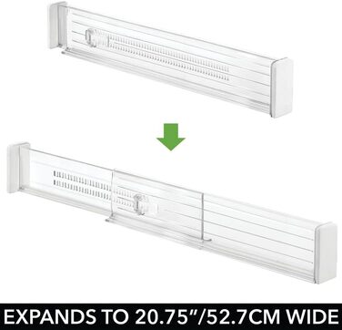 mDesign 8-Piece Adjustable Drawer Organizer – Practical Drawer Divider for Cabinet and Dresser – Flexible Plastic Compartmentalizer – Clear