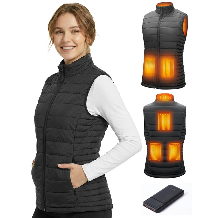 Обогревна жилетка для жінок SZNX з акумулятором – Електрична жилетка з 6 зонами обігріву та 3 рівнями нагріву – Тепла жилетка для зими, активного відпочинку, повсякденного носіння та офісу