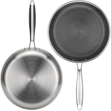 Пан з антипригарним покриттям EliteHoff 28 см, з вафельною структурою, для всіх типів плит, не містить PFOA, можна мити в посудомийній машині, сріблястий (E-7548)