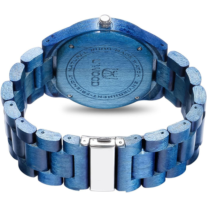 Чоловічий дерев'яний годинник Uwood серії Uw1001blue: ручна робота, кварцовий механізм, аналоговий циферблат, римські цифри, сандалове дерево, вінтажний стиль