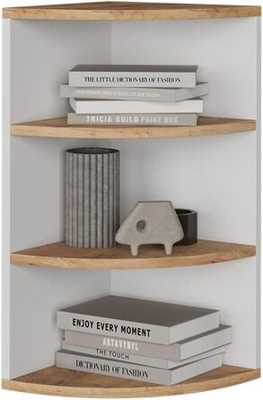 Vicco Corner Shelf Ecki, Bookshelf, White/Gold Kraft Oak, 30 x 60 cm