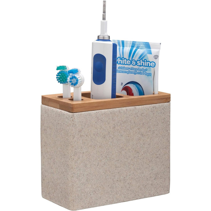 Підставка для електричної зубної щітки Sealskin Grace, для зберігання насадок та пасти, пісок, полірезин, 6 x 12.3 x 10.2 см