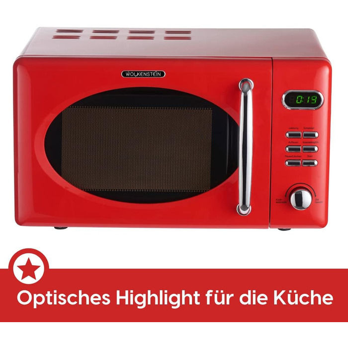 Мікрохвильова піч Wolkenstein Retro WMW720 I 700W, 20L, 5 рівнів потужності, 8 програм, розморожування, LED-дисплей