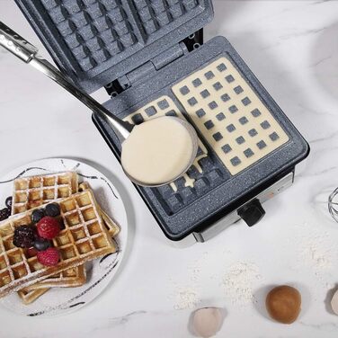 Вафельниця Cecotec Fun Gofrestone з антипригарним покриттям RockStone, регульований термостат, великі вафлі, 1200 Вт, 2 вафлі