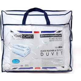 Homescapes Extra Warm Winter Comforter, 135 cm x 200 cm, Down Comforter Heat Class 5-6 (85% Duck Feathers and 15% Down) Quilted Comforter Öko-Tex Certified 135 x 200 cm