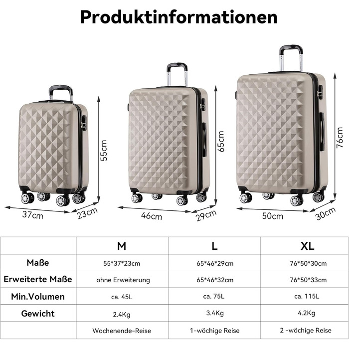 Чемодан BEIBYE Zwillingsrollen 2066 з жорстким корпусом: 15 кольорів, ABS-пластик, кодовий замок, подвійний замок, ексклюзивний інтер'єр, багатофункціональний