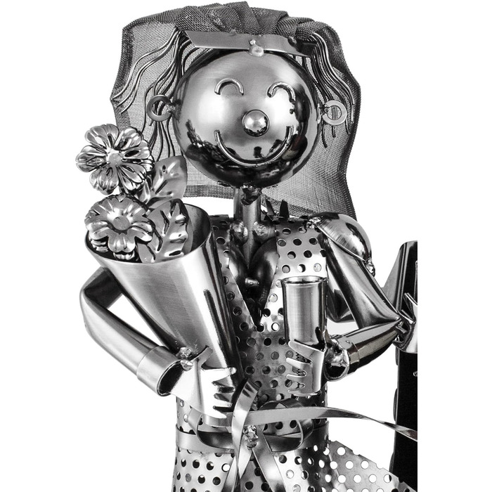 BRUBAKER Champagne or Sparkling Wine Bottle Holder - Wedding Couple Metal Sculpture with Gift Card