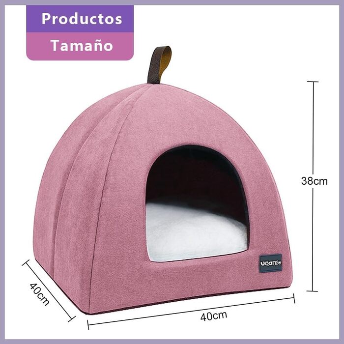 М'яке ліжко-печера для котів, тепле плюшеве ліжко для котів, гніздо для котів з знімним внутрішнім подушечкою (Рожевий, M)