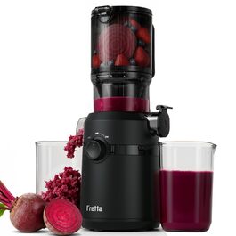 Шнекова соковижималка Fretta Slow Juicer, потужність 200 Вт, з широким завантажувальним отвором 108 мм для цілих овочів та фруктів, матеріал Tritan (BPA-free)