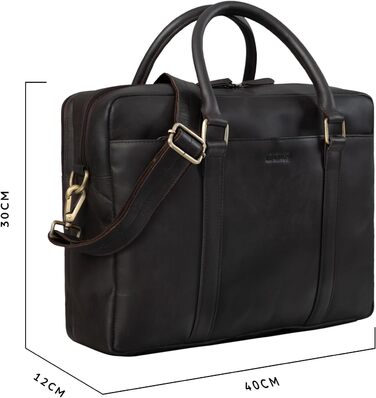 Сумка для ноутбука Leabags Leder Aktentasche чоловіча шкіряна до 16 дюймів, коричнева (M) - ділова сумка, месенджер, портфель
