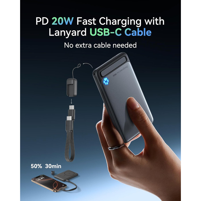 Power Bank INIU Magsafe 20W (5000mAh) з магнітним кріпленням, Qi2, USB-C, стійка, для iPhone 16/15/14/13/12 (Рожевий)