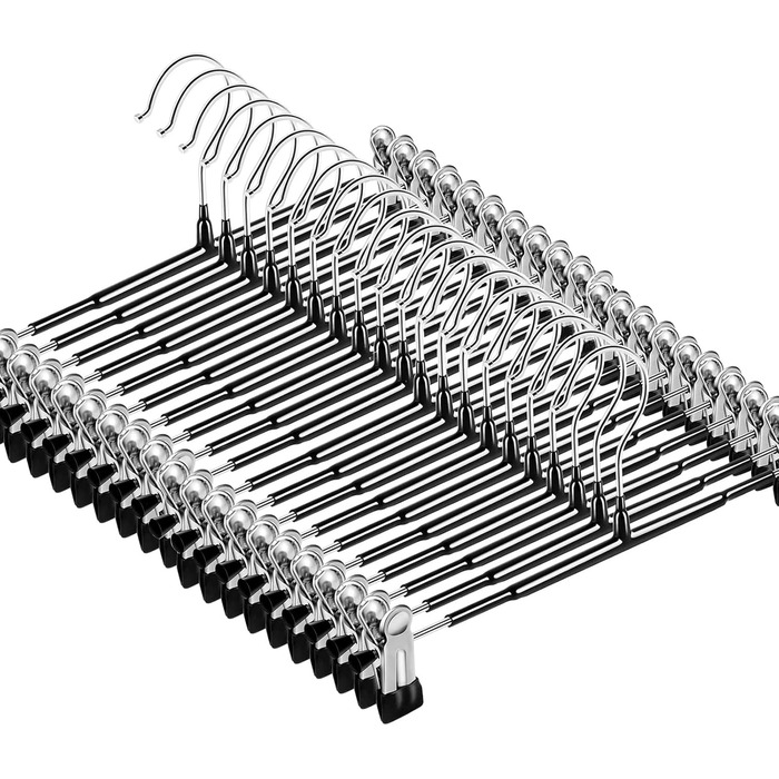 10 металевих кріплення для штанів, шкарпеток та спідниць, 30 см, антиковзаючі, хром, міцні, компактні, чорні (10 шт.)