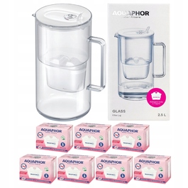 Скляний фільтр-кувшин Aquaphor Glass, білий + 7 картриджів Maxfor+ Mg