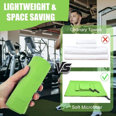 Набір рушників Neerow з мікрофібри (3 шт.): великий (152x76 см), середній (80x40 см), маленький (30x30 см), світло-зелений
