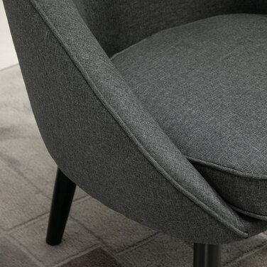 HOMCOM Lounge Chair Cocktail Chair Upholstered Chair Office Chair Living Room Chair Dining Room Modern with Linen-Look Wood Grey 71 x 65 x 75 cm | Aosom