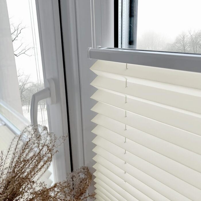 Home-Vision Premium Pleated Blinds, Custom-Made, for Interior Frames, Height, Fabric Color, and Profile Colors, Opaque Blind for Windows & Doors, Sunshade Roller in Various Widths (Clamp-on, Height 50-149 cm)