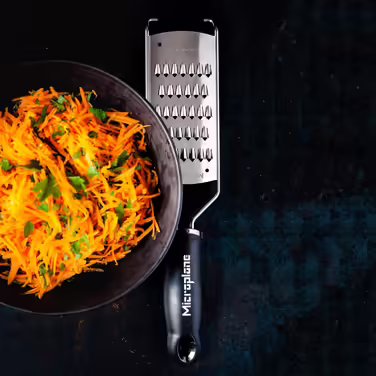 Microplane Fine Julienne Kitchen Grater for Carrot, Zucchini, Potato, Apple, Beet, and Radish in Black with Stainless Steel Blades - Made in USA