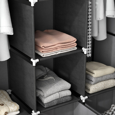 HOMCOM Folding Wardrobe, Fabric Closet, Zipped Folding Cabinet, Non-woven Fabric, Dark Grey, 125x43x162.5cm | Aosom