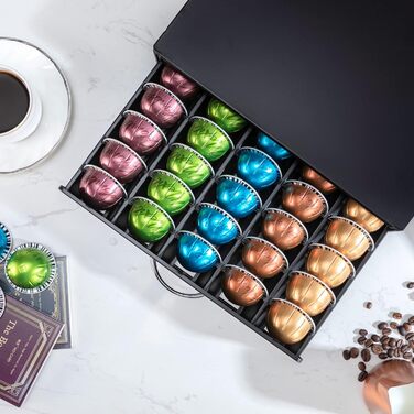 Організатор для капсул Nespresso Vertuo: металевий стійка на 50 капсул, чорний