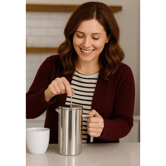 Френч-прес VIA CREMA скляний/нержавіюча сталь 800/1000 мл