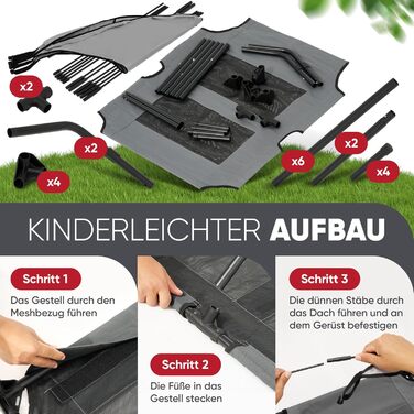 Підвищене ліжко для собак з дахом, для саду та вулиці, сірий колір, XL (122x91x23/114 см), 520084