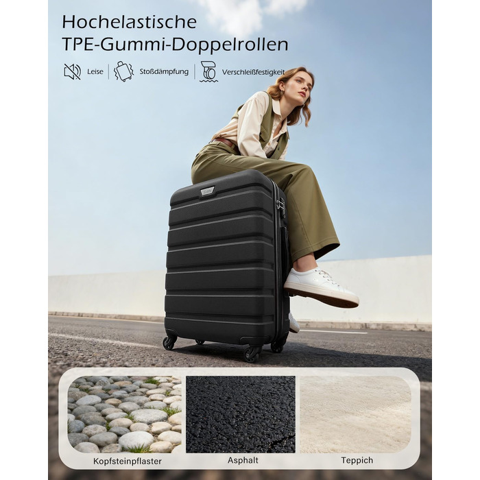 Набір валіз COOLIFE 3 шт. (M, L, XL) для сімейних та закордонних подорожей, ABS+PC, чорний