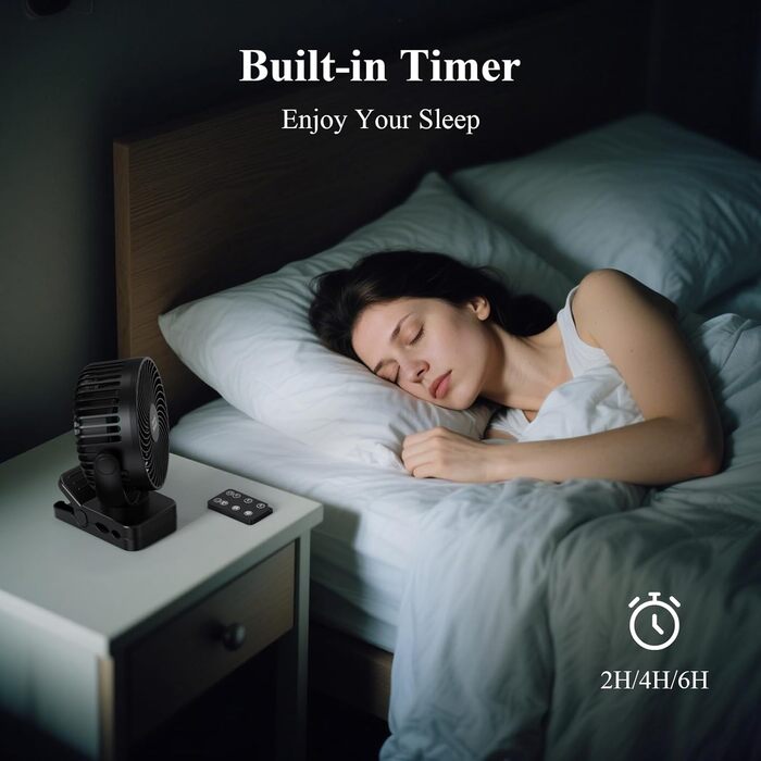 USB вентилятор настільний Minthouz тихий з акумулятором 12000mAh, портативний, з пульт, світло, таймер, 360° обертання, 3 режими, 45 годин роботи – для кемпінгу, офісу, дитячої коляски