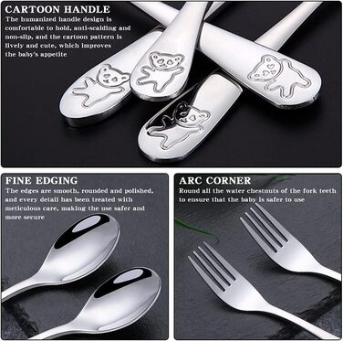 Набір дитячого столового приладдя Edeltahl (6 шт.): ложки, виделки, ложки для дітей від 3 років, з гравіюванням