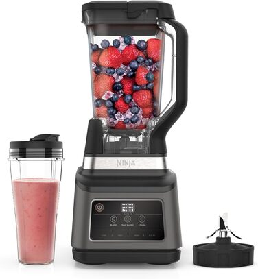 Ninja 2-in-1 Mixer with 3 programs; Mix, Max Mix, and Chop & 4 manual settings, 2.1L pitcher & 700ml cup, 1200W, dishwasher safe, Auto-iQ, Black BN750EU 2-in-1 Mixer