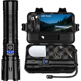 Ліхтар LED тактичний USB-C 50000 люмен, 24 години роботи, Zoom, 5 режимів, IP67, чорний