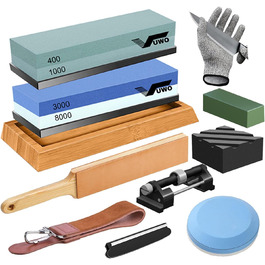 Набір для заточування ножів Vuwo Schleifstein 400/1000 грінь - 2-в-1, з підставкою, для професійного заточування