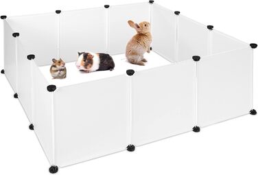 Вольєр для дрібних тварин Relaxdays, пластиковий, розширюваний, 92 x 110 x 110 см, білий (12 шт.)