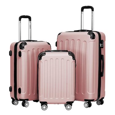 Набір валіз Beibye 2045 з трьох валіз на коліщатках, 20 кольорів (Рожево-золотий)