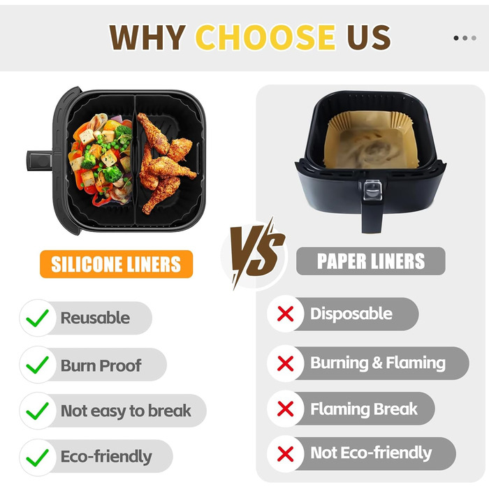 Силіконовий килимок для фритюрниці (48x30 см) - захист від нагріву для кухонної поверхні, кавомашини, Ninja, Cosori, Philips Airfryer (Dual Zone 2 Kammern)