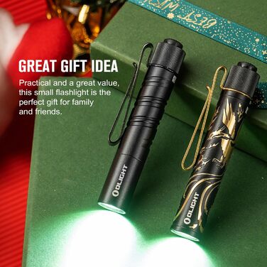 OLIGHT I3T 2 Mini Flashlight, 200 Lumens Compact Bright Light with Dual-Sided Pocket Clip, 2 Light Modes AAA Battery Lamp with Tail Cap Switch for Camping, Outdoor Activities, and Hiking
