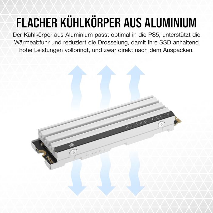 SSD Corsair MP600 Elite 4TB M.2 PCIe Gen4 x4 NVMe з кулером - для PS5 - до 7000 МБ/с