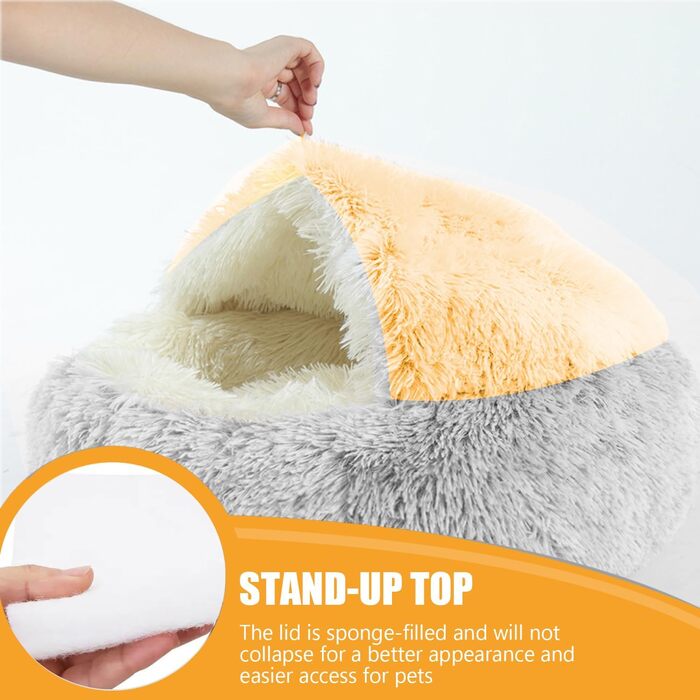Comforting Cat Bed, Small Dog Bed, Warm Cozy Soft Plush Winter Bed for Cat Caves, Non-Slip Bottom, Machine Washable, Sofa Bed for Puppies/Small Medium Cats (Plush Blanket Grey 50 cm)