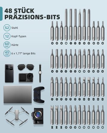 Мініатюрний електричний набір викруток DOINOW, прецизійний електричний викрутка з 48 бітами, LED-підсвічуванням, акумуляторний, для ремонту iPhone, ноутбуків, окулярів, годинників