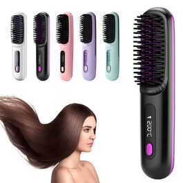 Бездротова щітка-випрямляч для волосся 2-в-1 з функцією завивки, LED дисплеєм та 3 температурними режимами (160°C-200°C), чорна