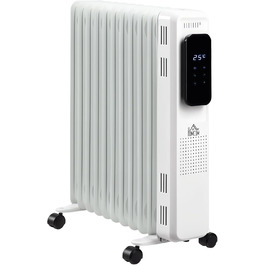 HOMCOM Портативний масляний радіатор з електронагрівом, 2500W, 3 режими, таймер, 11 секцій, білий, сталь, 50.5 x 24 x 63 см