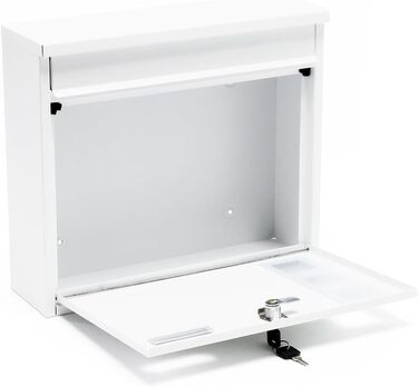 Поштова скринька Wiltec V12 біла, сталева оцинкована, з замком, оглядовим вікном та табличкою для імені 360x115x320 мм